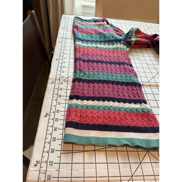 Soft Surroundings Cable Knit Silk Cashmere Blend Striped Sweater Top Crochet M - Picture 9 of 9